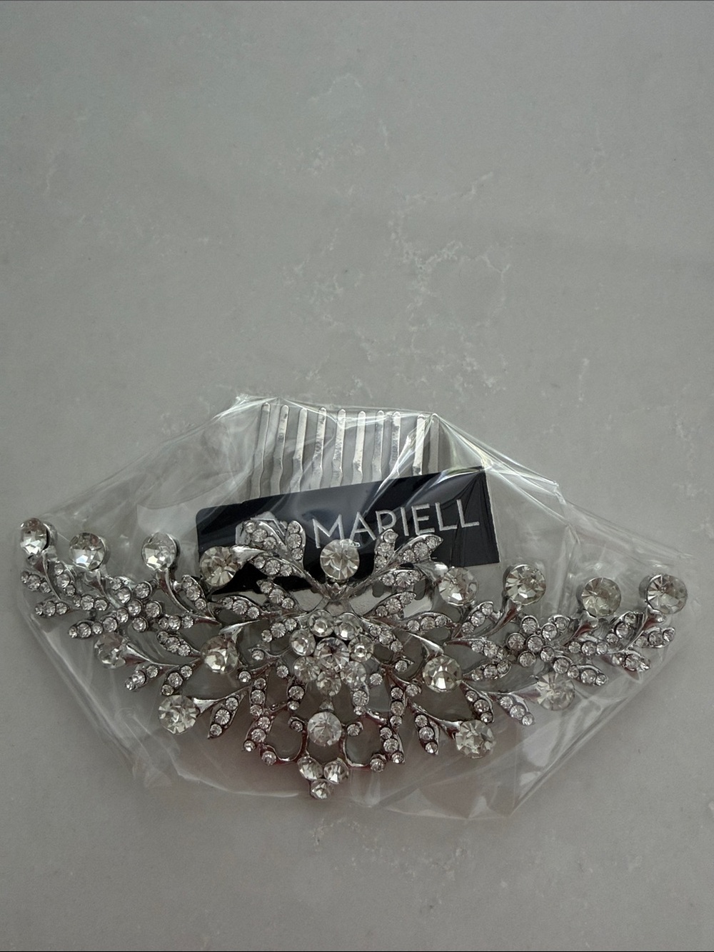 Mariell Silver Rhinestone Bridal Hair Comb